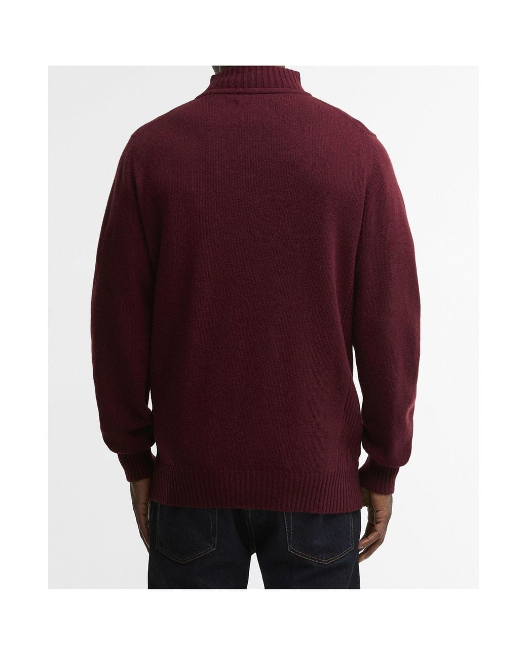 Barbour Purple Quarter Zip Rib Knit Sweater for men