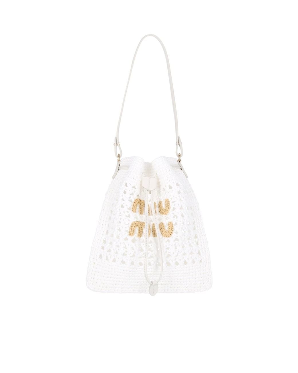 Miu Miu White Woven Fabric Mini-Bag