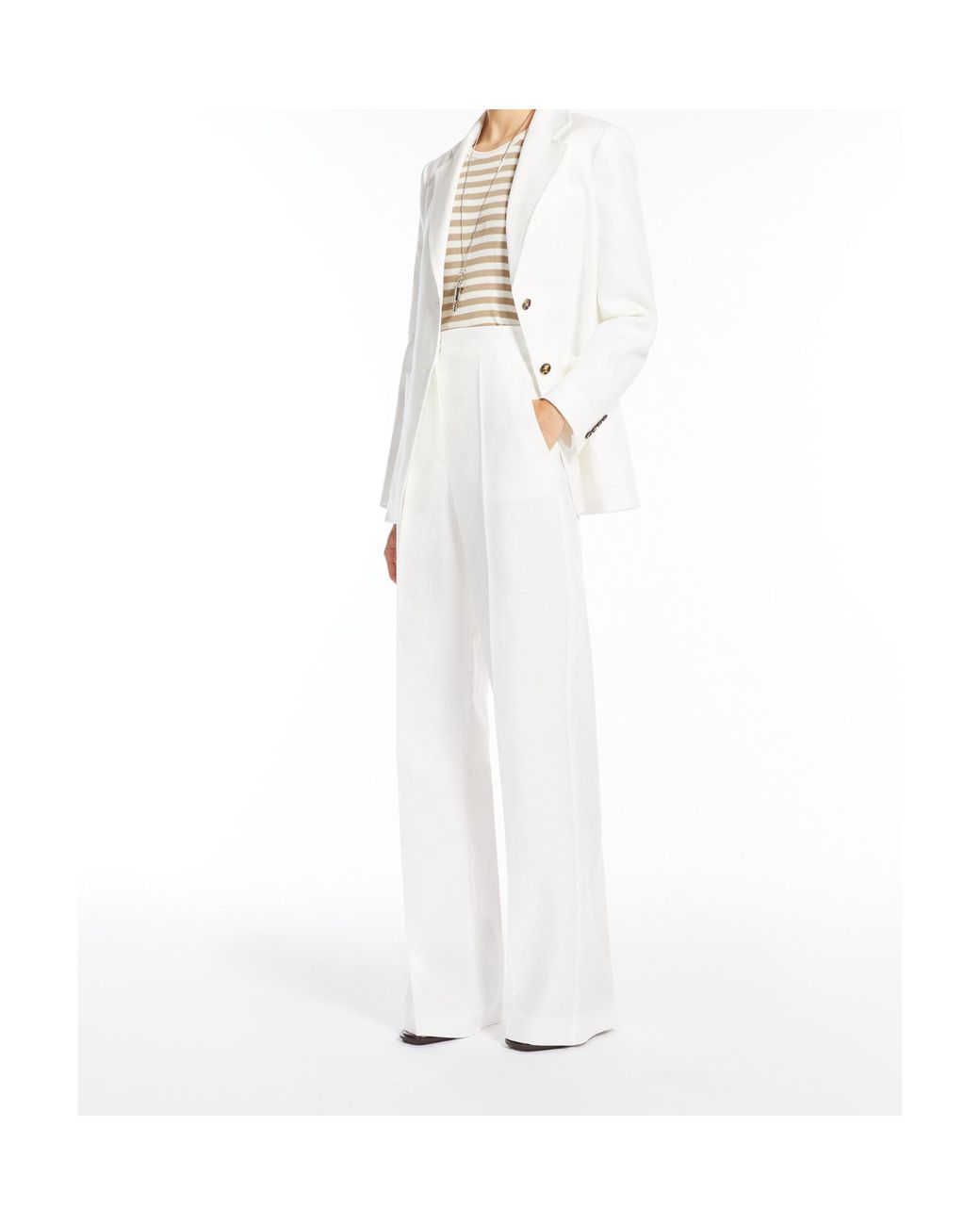 Max Mara Natural Arnes Striped Ribbed Tank Top