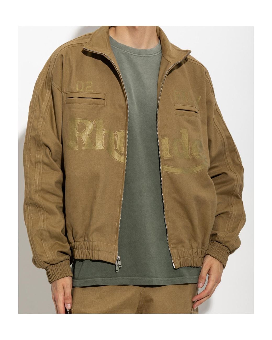 Rhude Green Logo Zip-Up Jacket for men