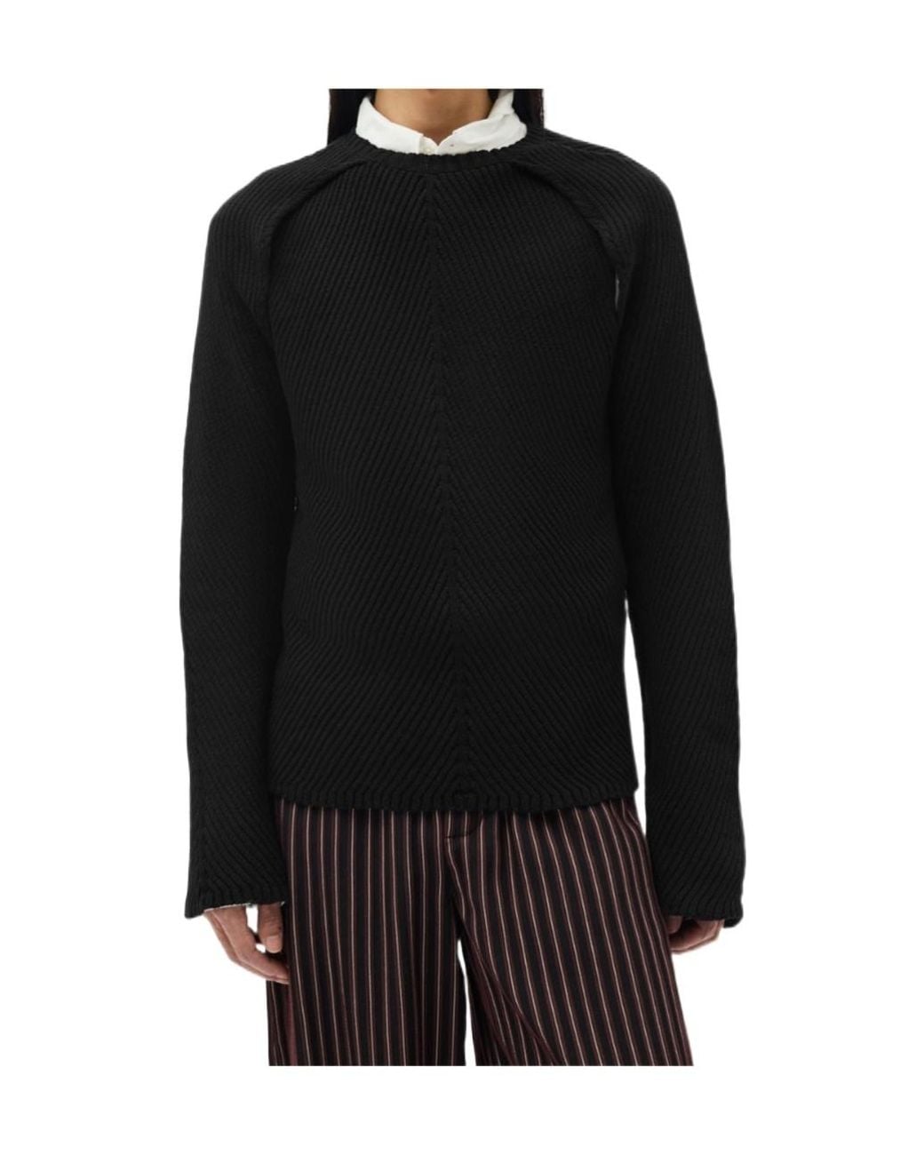 Ann Demeulemeester Black Ribbed-Knit Sweater for men