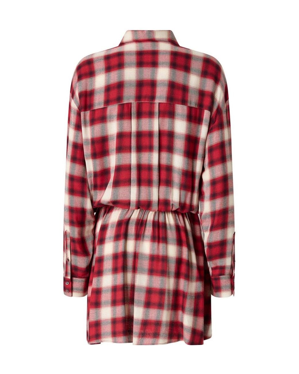Pinko Red Buckle-Detailed Checked Dress
