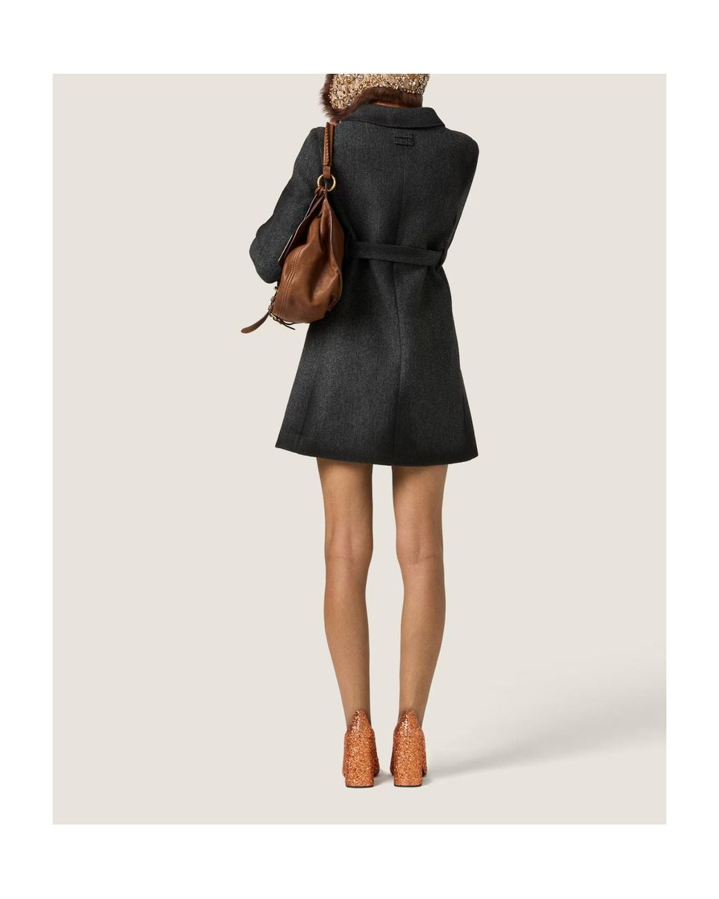 Miu Miu Black Single-Breasted Double Wool Coat