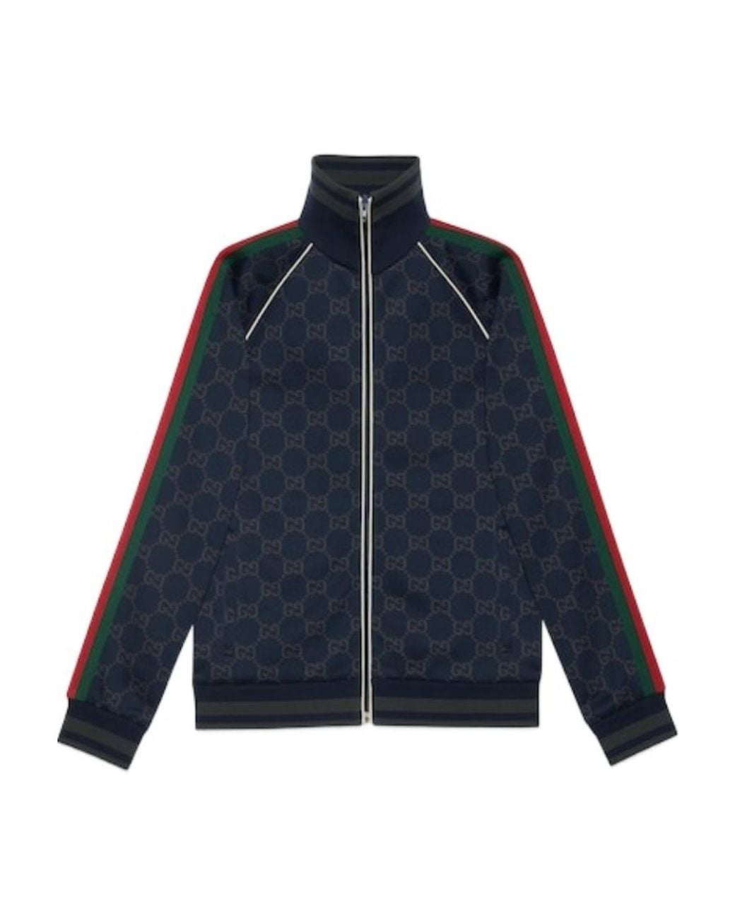 Gucci Blue Monogrammed Zip-Up Sweatshirt for men