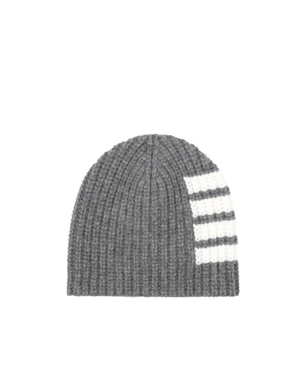 Thom Browne Gray 4-Bar Stripe Knitted Beanie for men