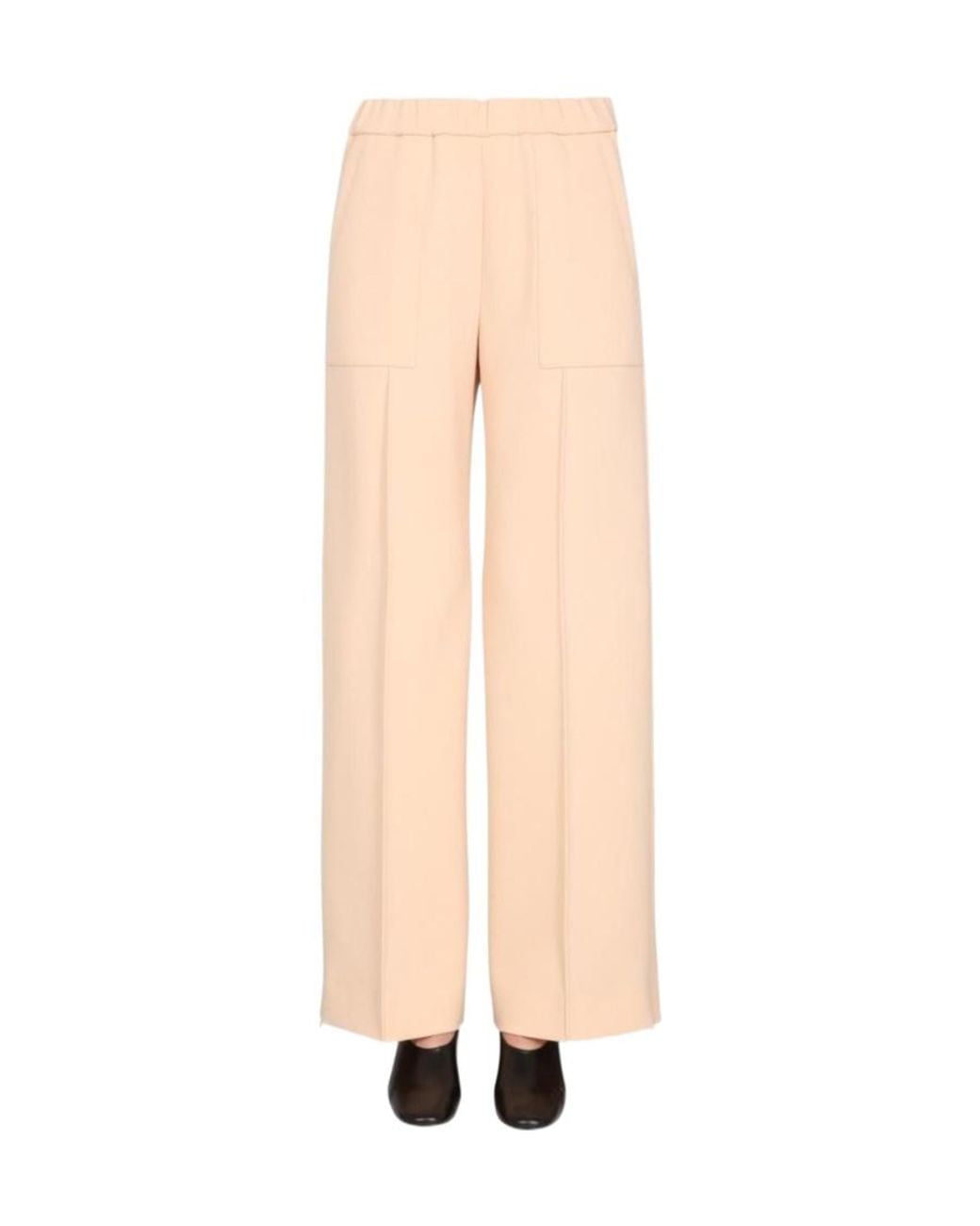 Jil Sander Natural Elasticated Waist Wide Leg Pants