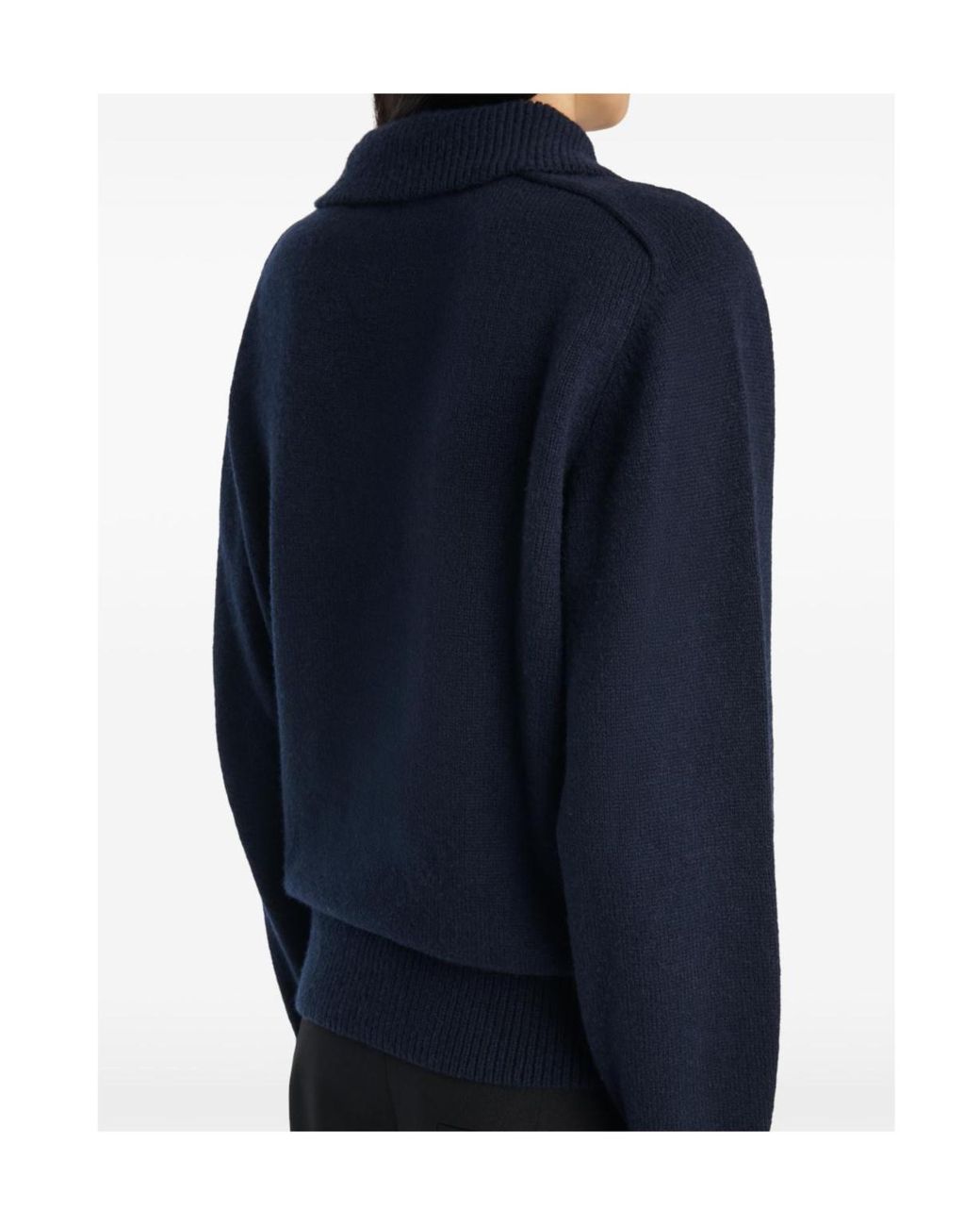 Khaite Blue Jackson Long-Sleeved Knitted Polo Shirt