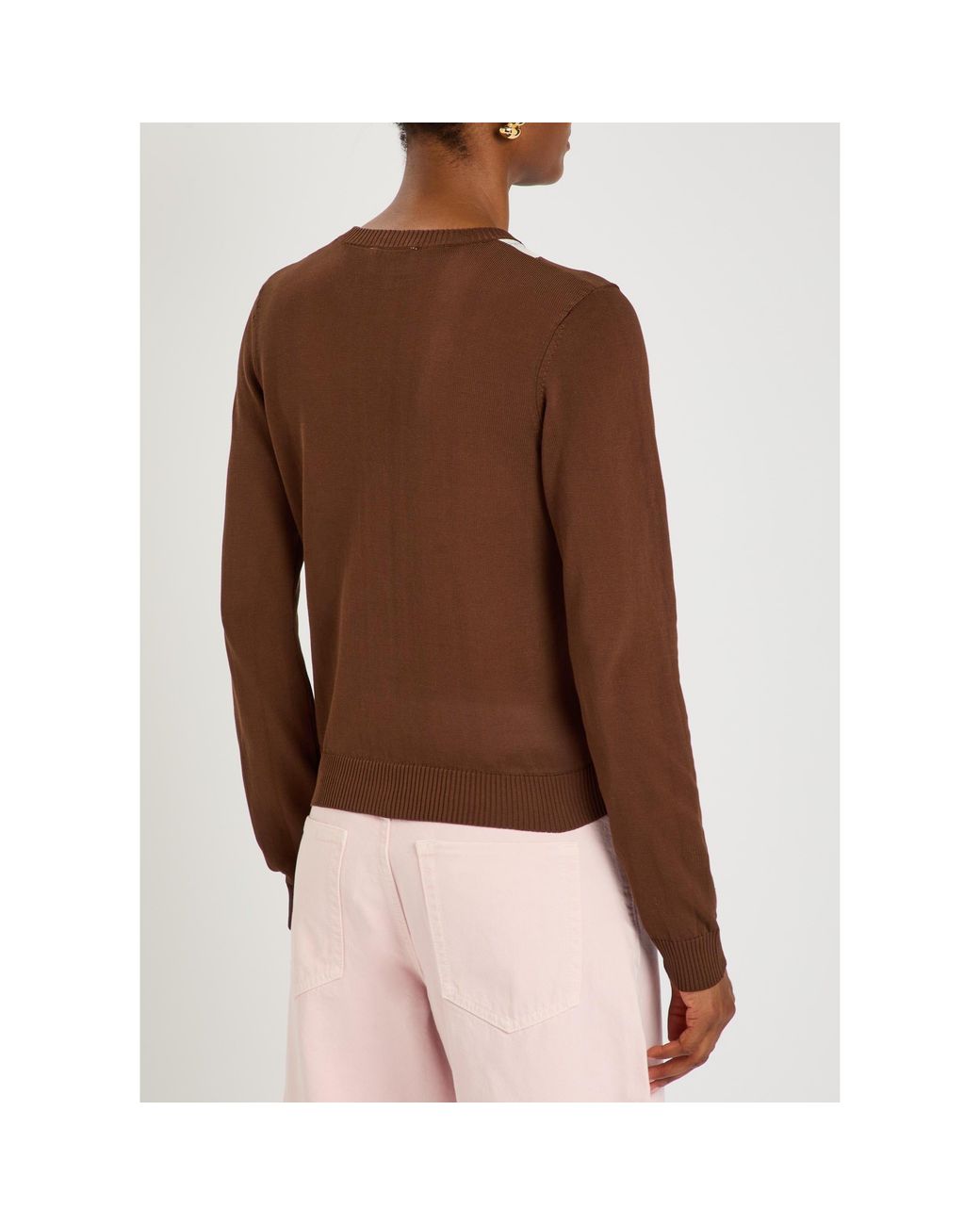 Ganni Brown Cotton Slim-Fit Cardigan