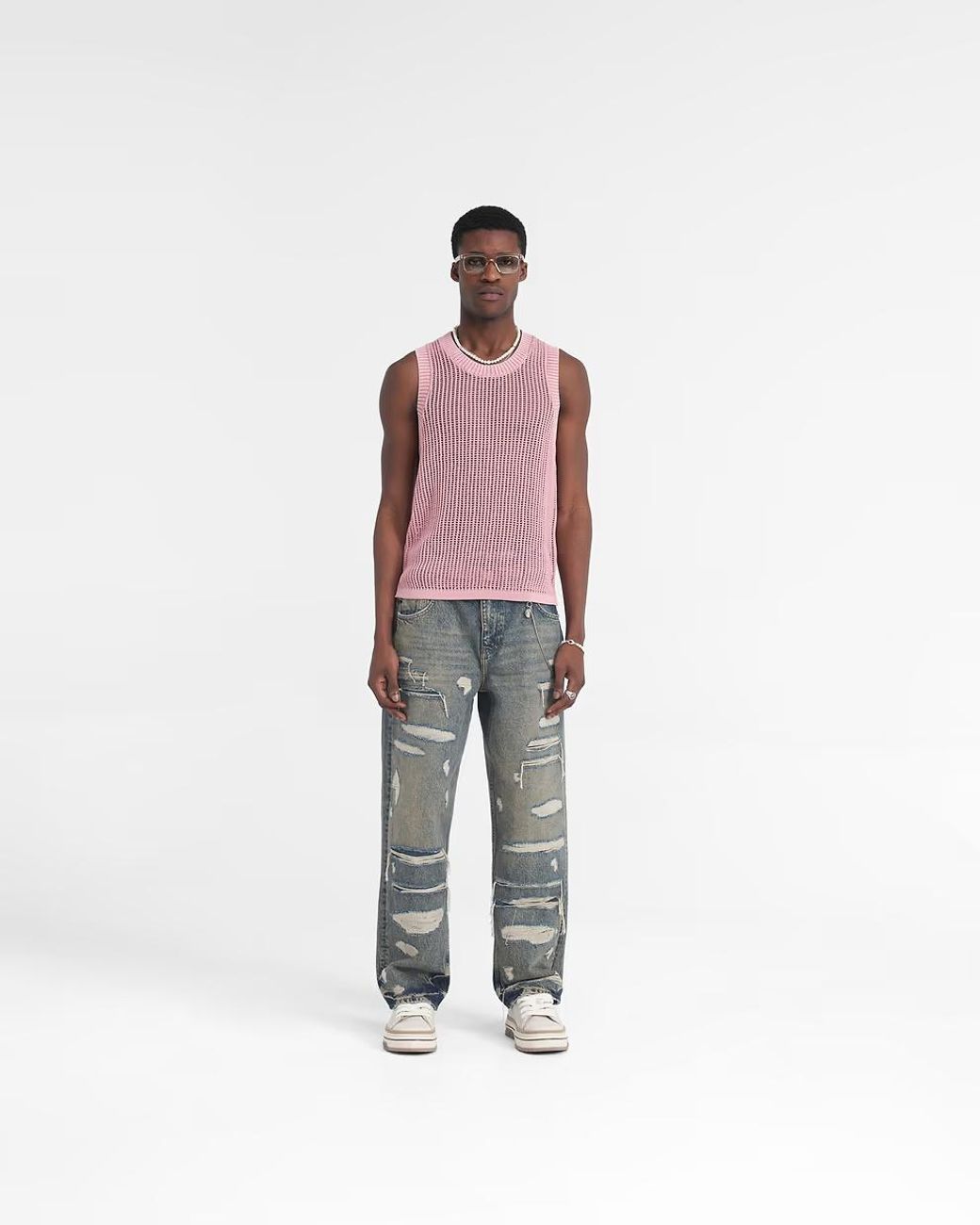 Represent Blue Torn Denim Trousers for men