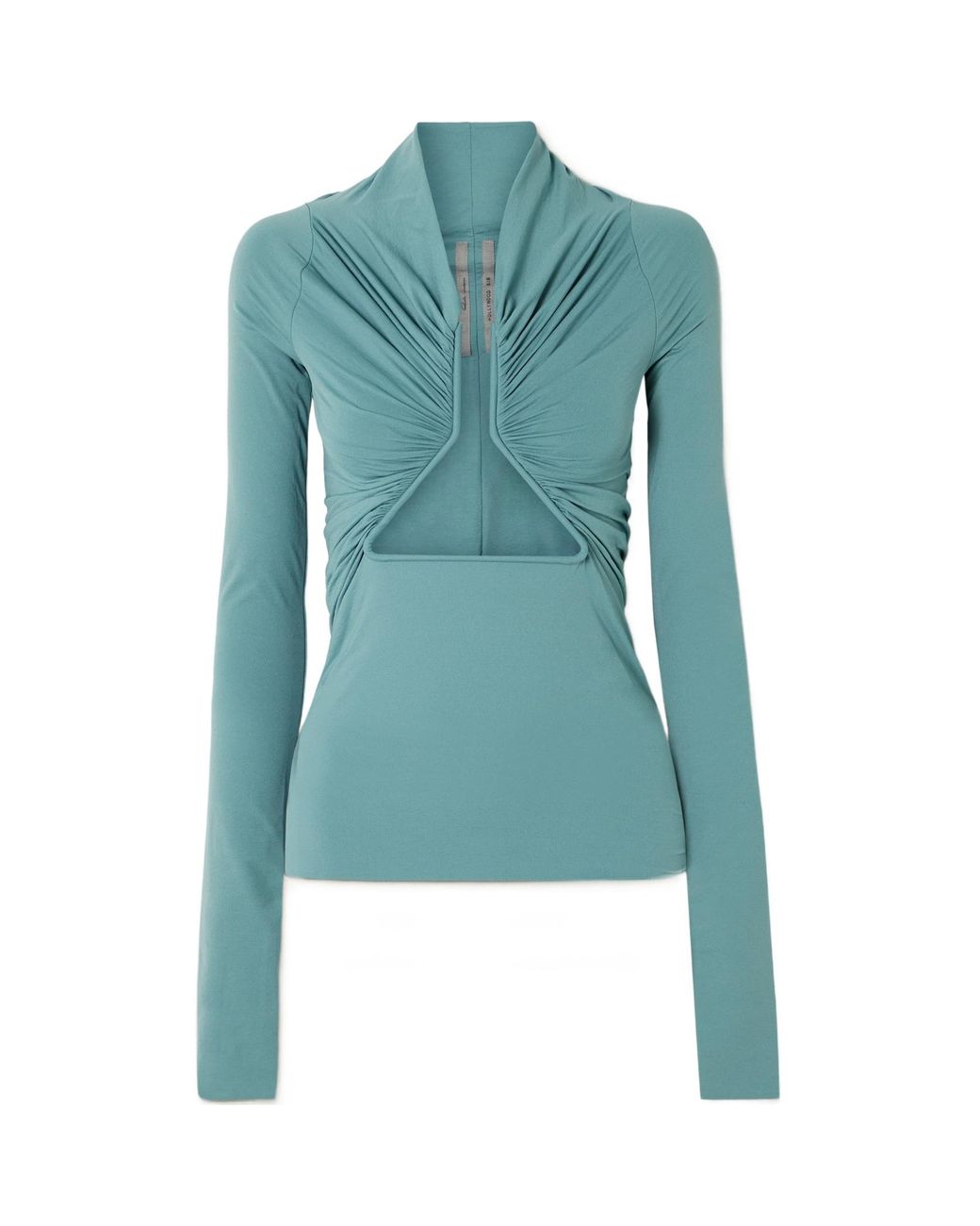 Rick Owens Blue Cutout Ruched Top