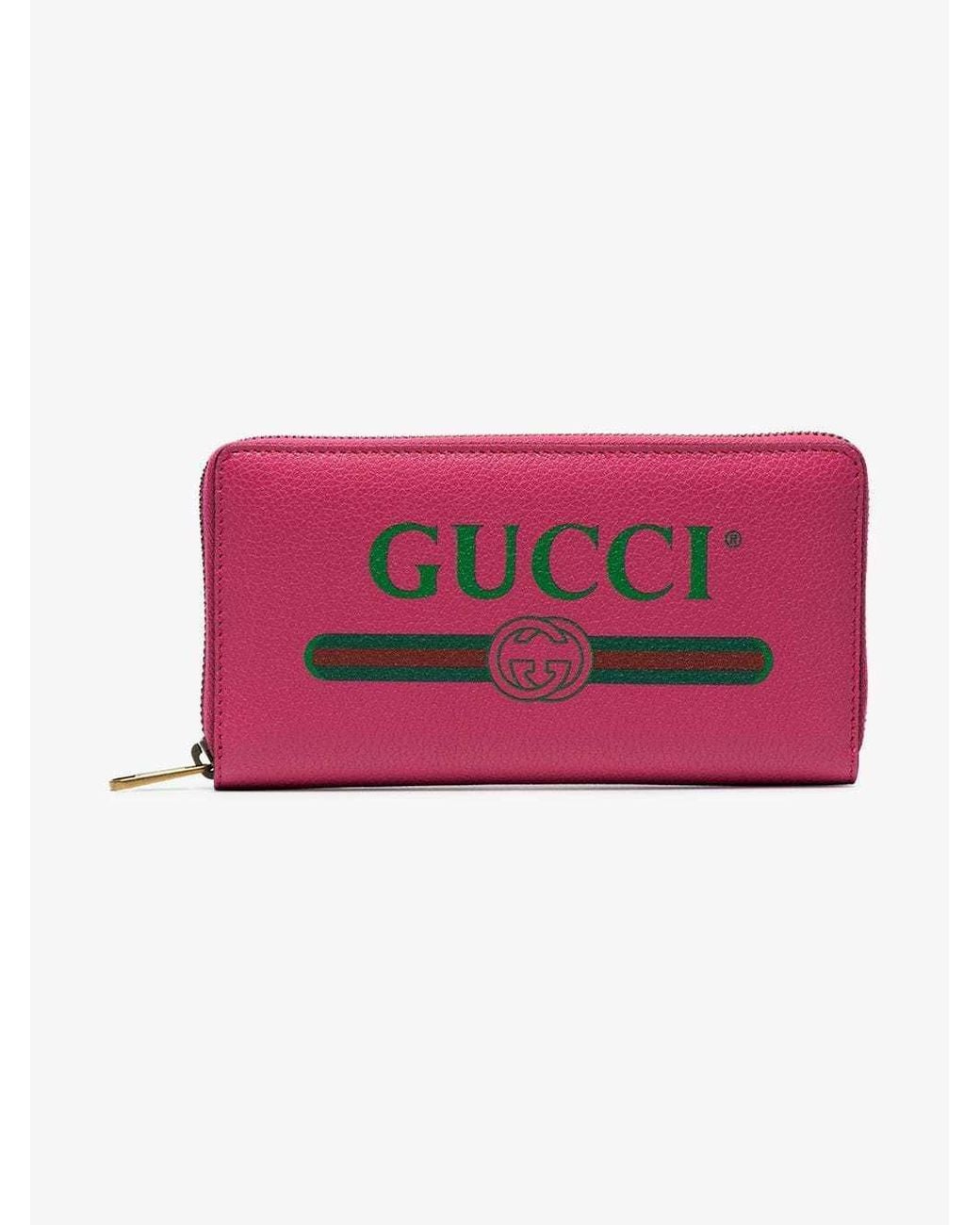 Gucci Pink Logo Printed Zipper Wallet for men