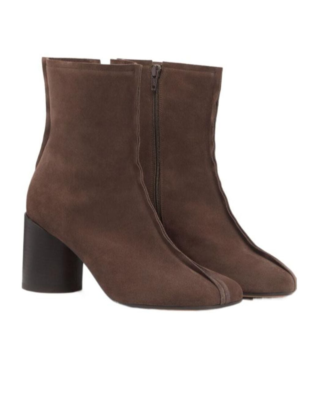 MM6 by Maison Margiela Brown Seam Detail Block Heel Boots