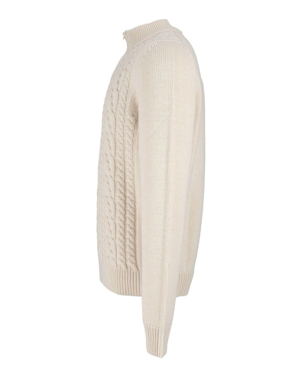 Peserico White Turtleneck Cable-Knit Jumper for men