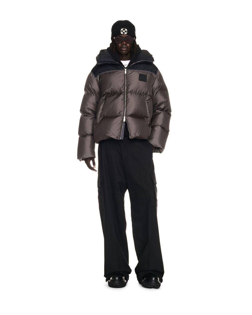 Off-White c/o Virgil Abloh Black Patch Arr Nyl Rip Down Puffer for men