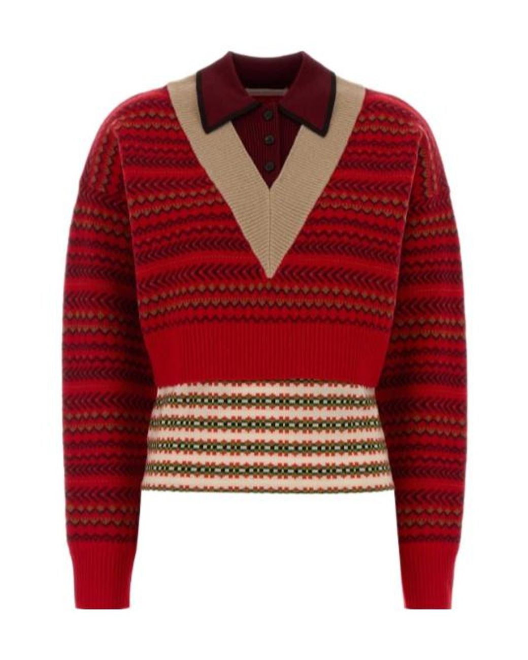 Dries Van Noten Red Long-Sleeved Sweater