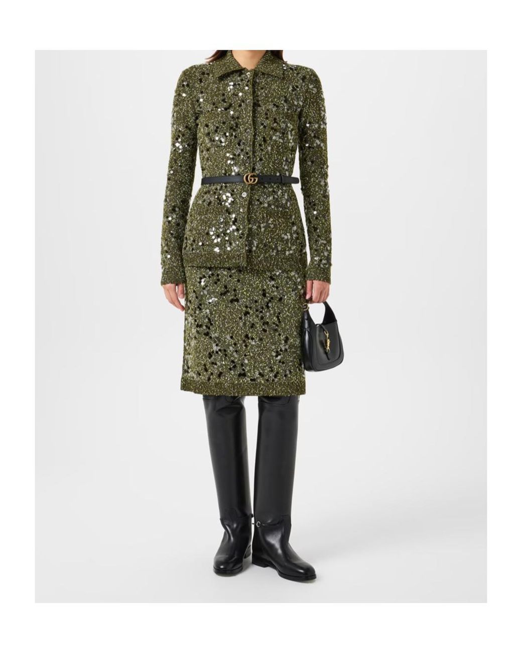 Gucci Green Sequin Knit Skirt