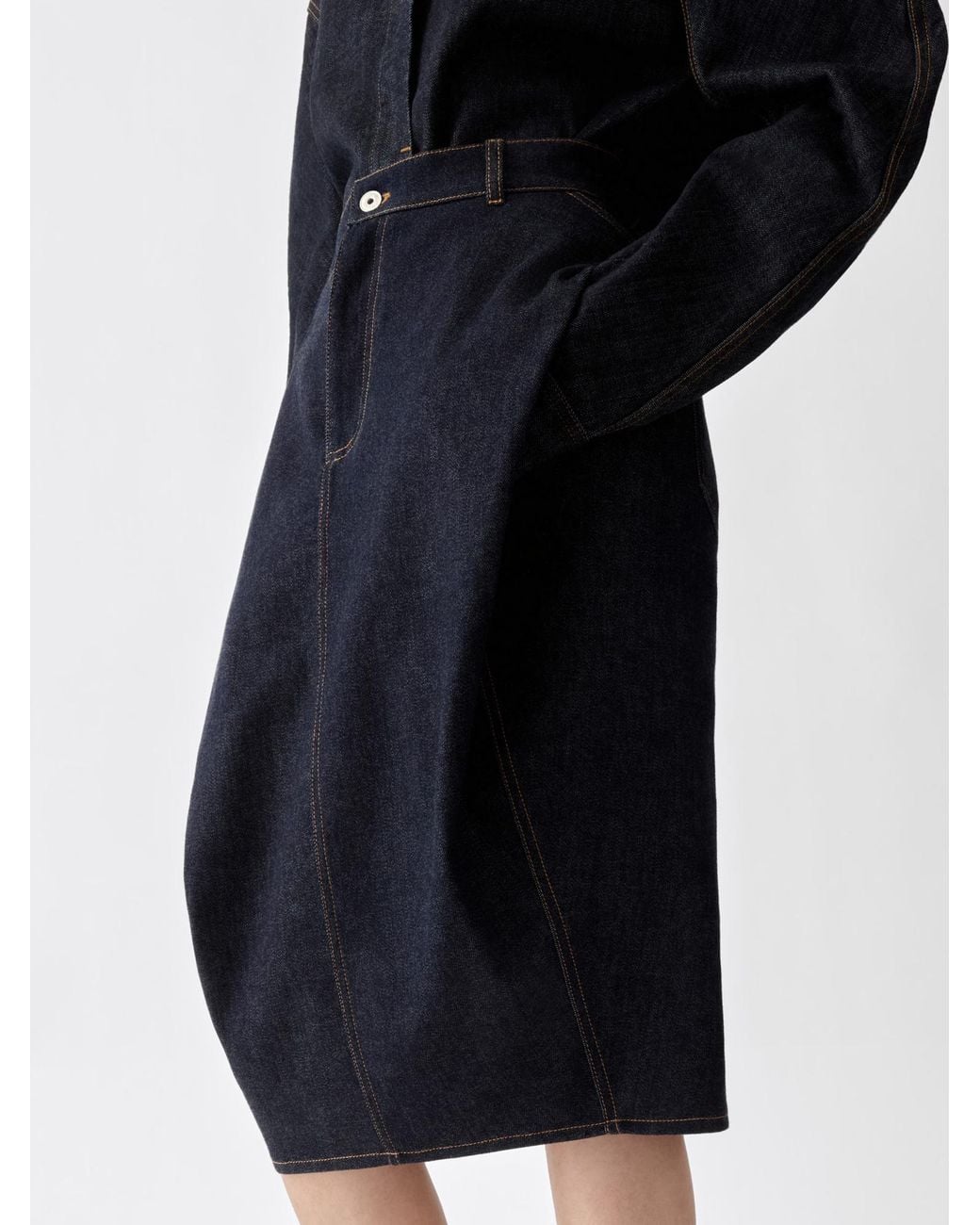Jacquemus Blue Contrast Stitched Rear Slit Skirt