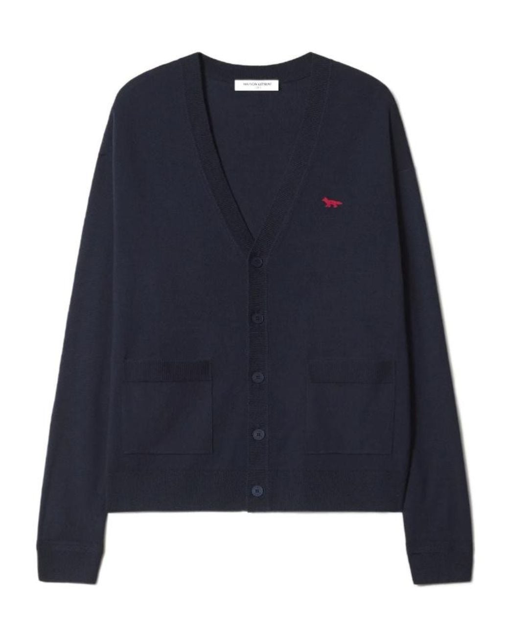 Maison Kitsuné Blue Maison Kitsuné Profile Fox V-Neck Cardigan for men
