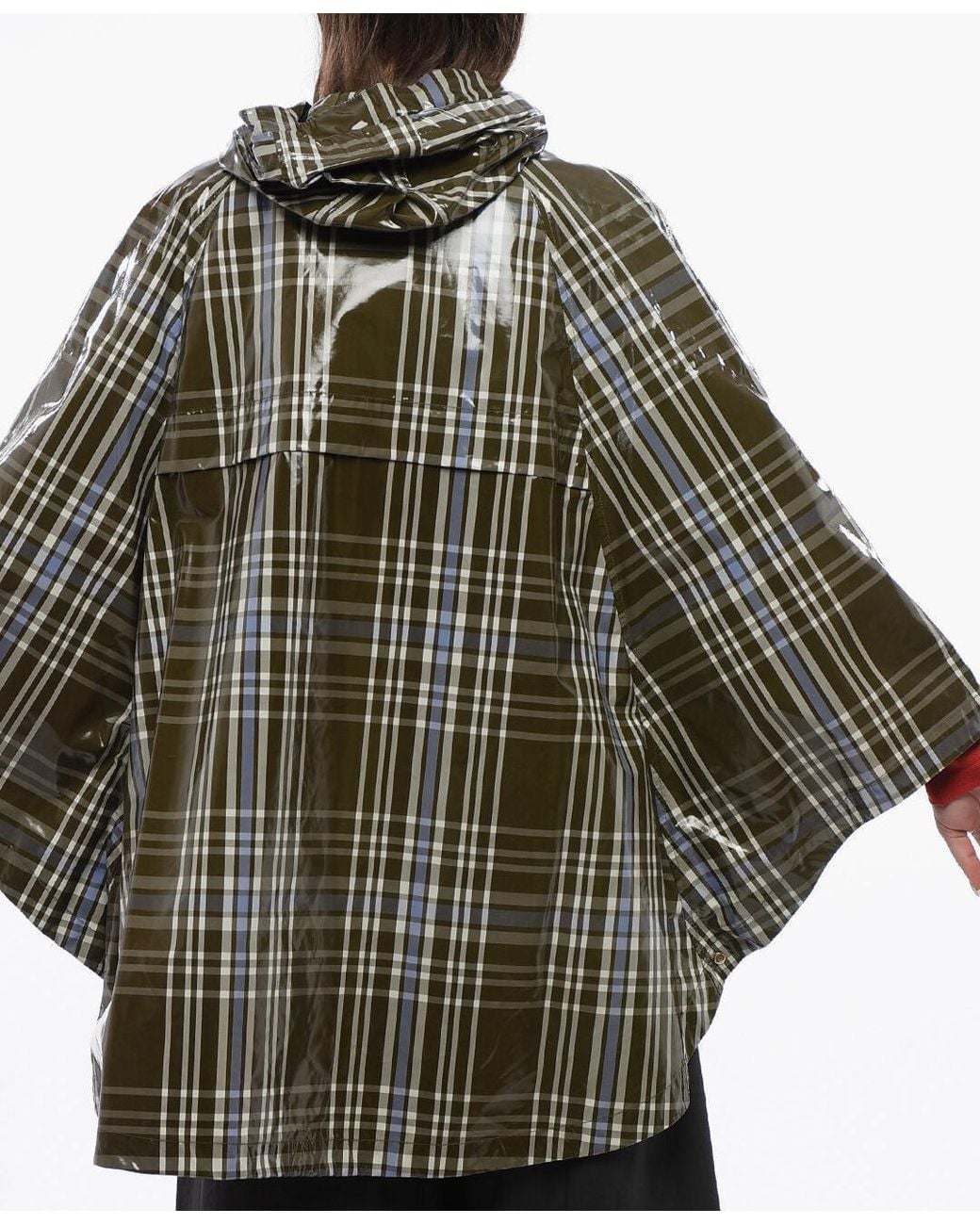 Woolrich Green Hawthorn Check-Pattern Cape