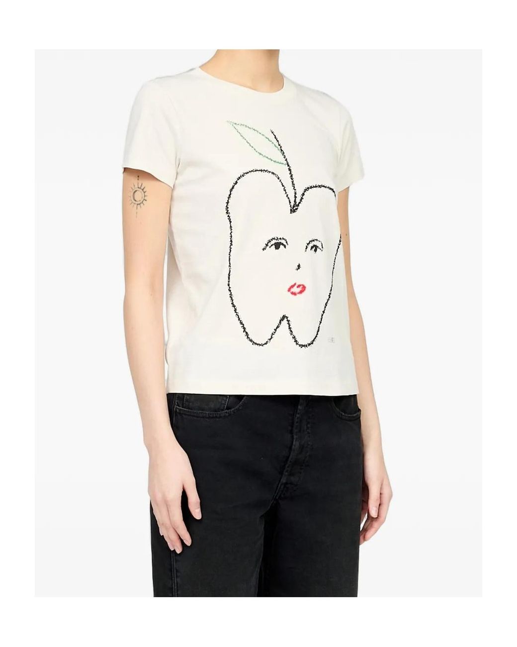 MM6 by Maison Margiela White Apple-Print T-Shirt
