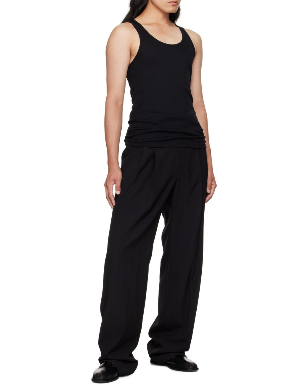 Tom Ford Black Ribbed Crewneck Tank Top for men