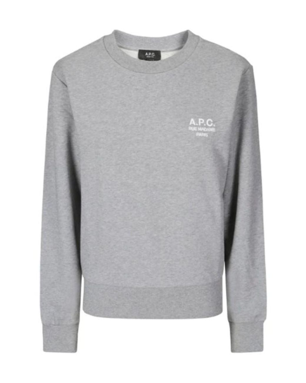 A.P.C. Gray Rue Madame Logo Embroidered Crewneck Sweatshirt