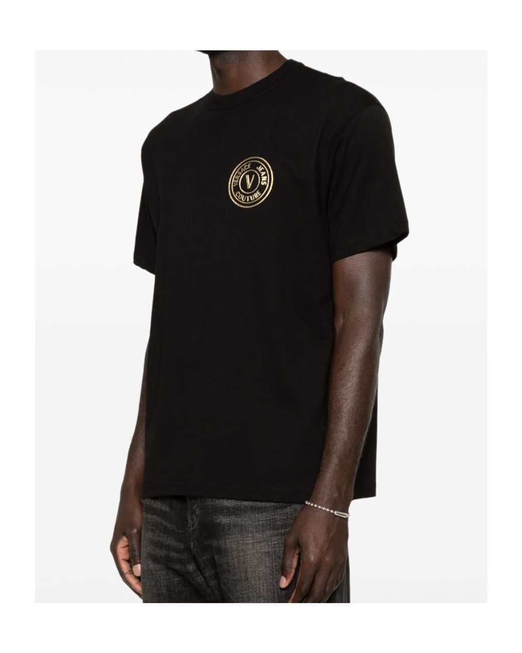 Versace Jeans Black Couture Logo Patch T-Shirt for men