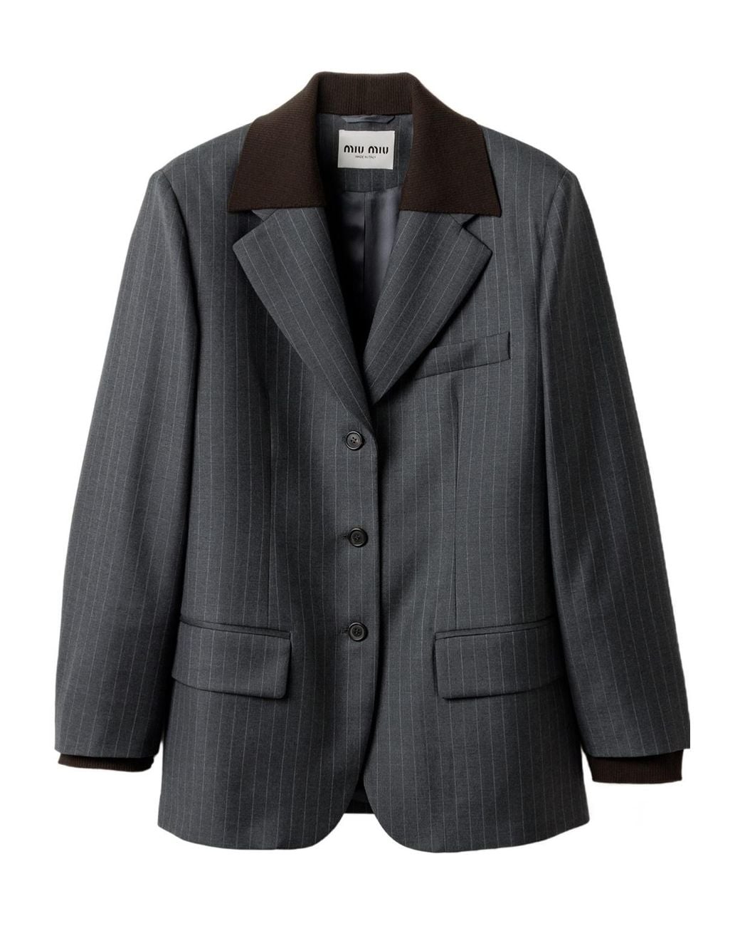 Miu Miu Black Wool Pinstripe Blazer