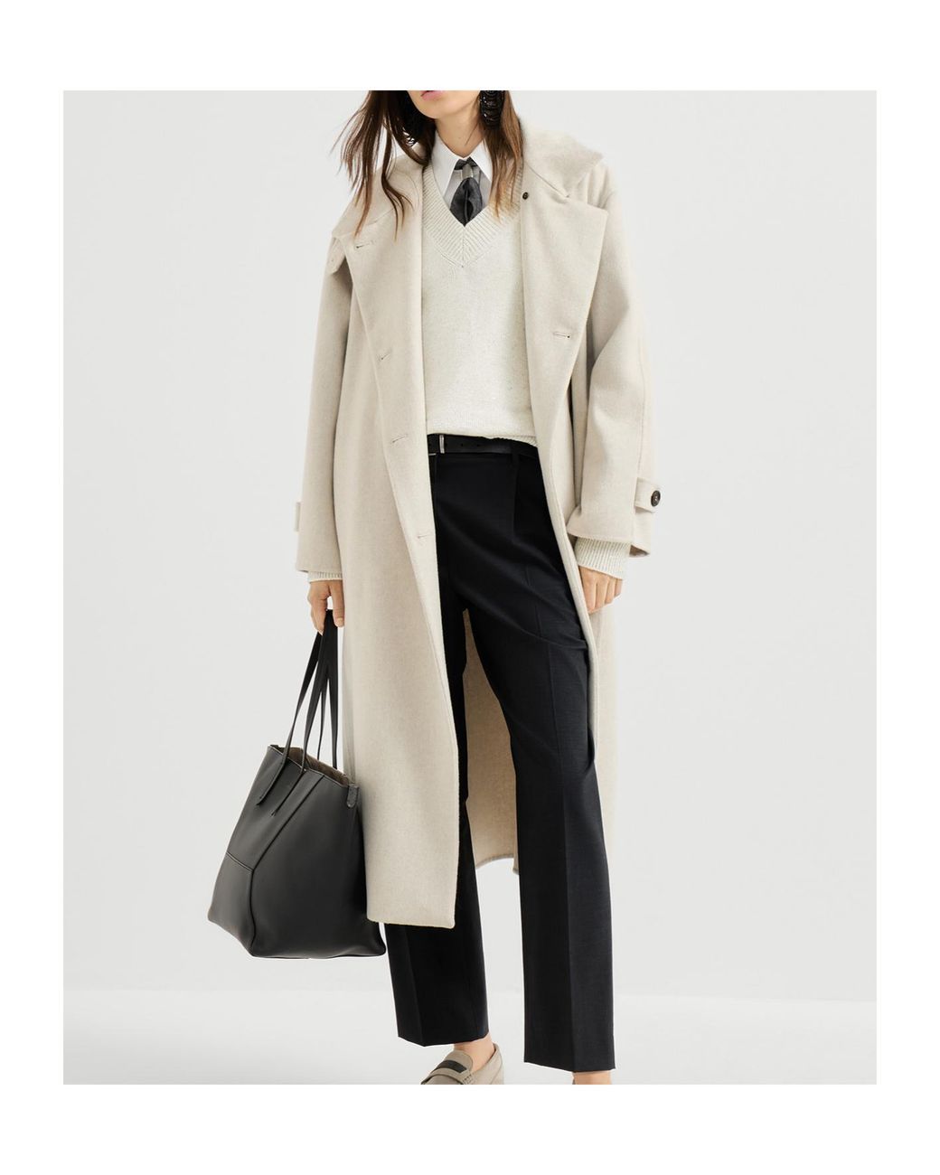 Brunello Cucinelli White Diamante Oversized Knitted Sweater