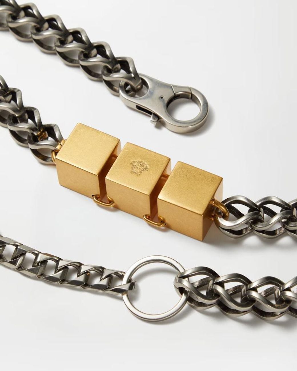 Versace Metallic Cube-Charm Keychain for men