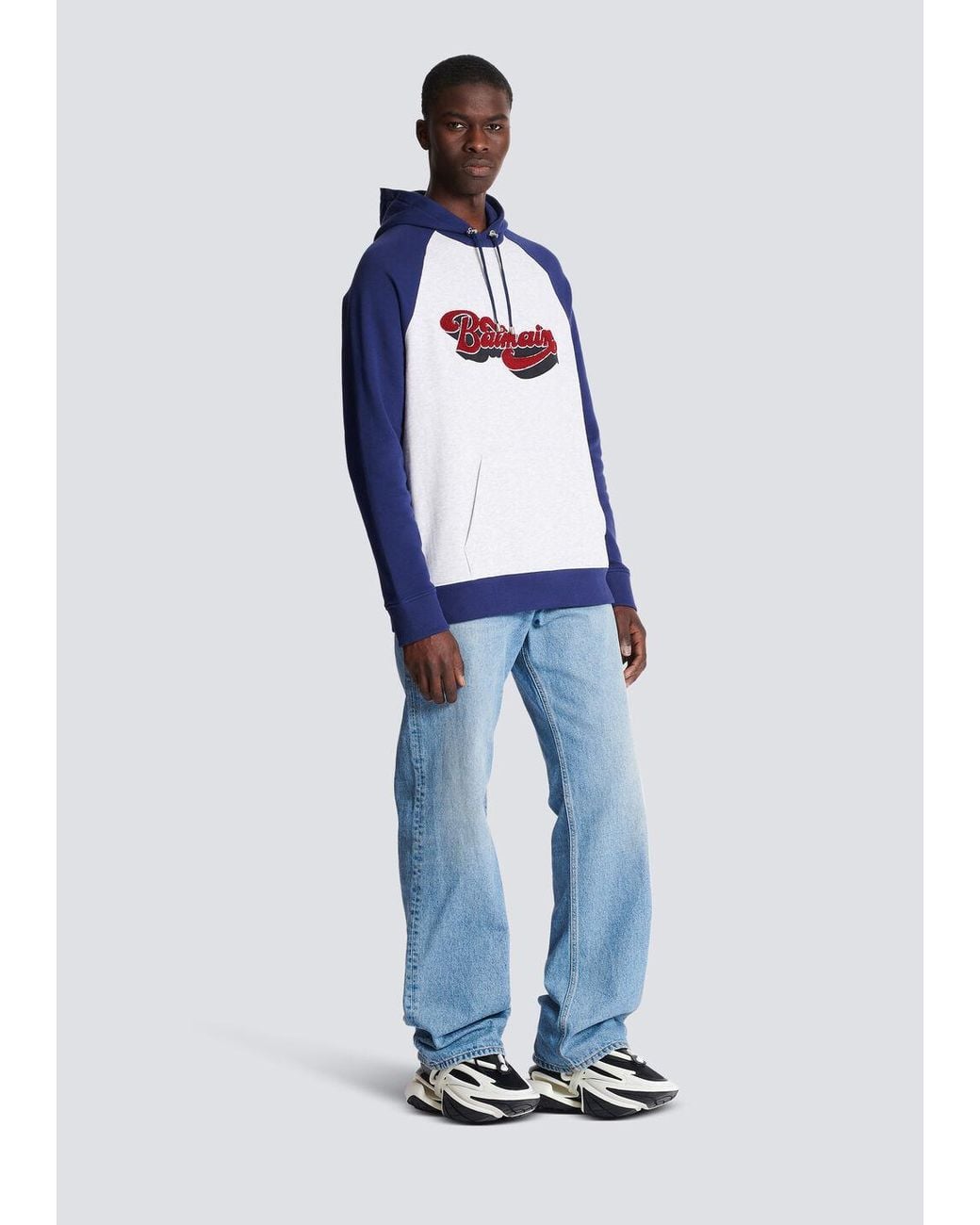 Balmain Blue Retro '70S Hoodie for men