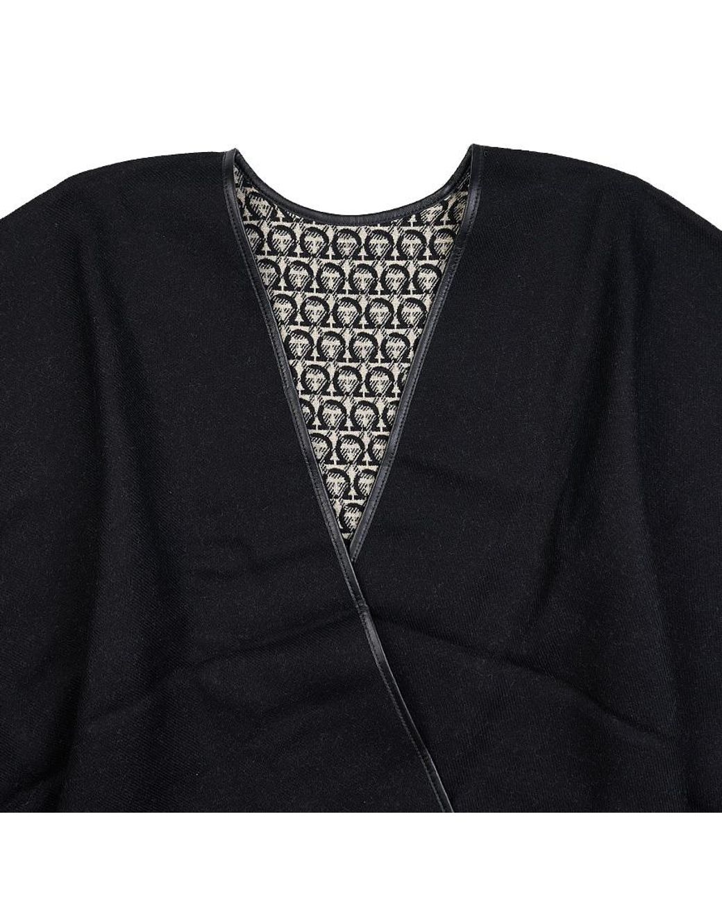 Ferragamo Black Ferragamo Gancini Reversible Knitted Cape