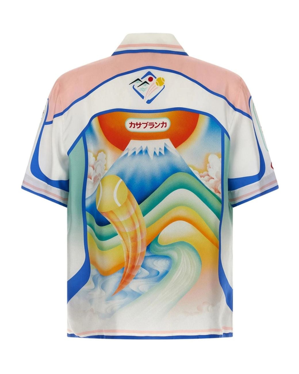 Casablanca Blue Printed Short-Sleeved Shirt for men