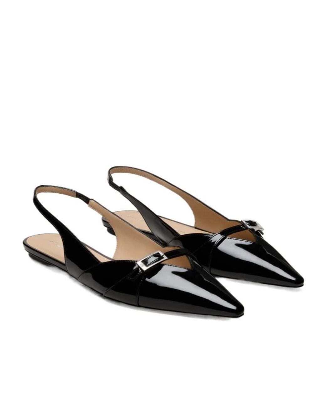 Stuart Weitzman Black Pointed-Toe Flat Sandals