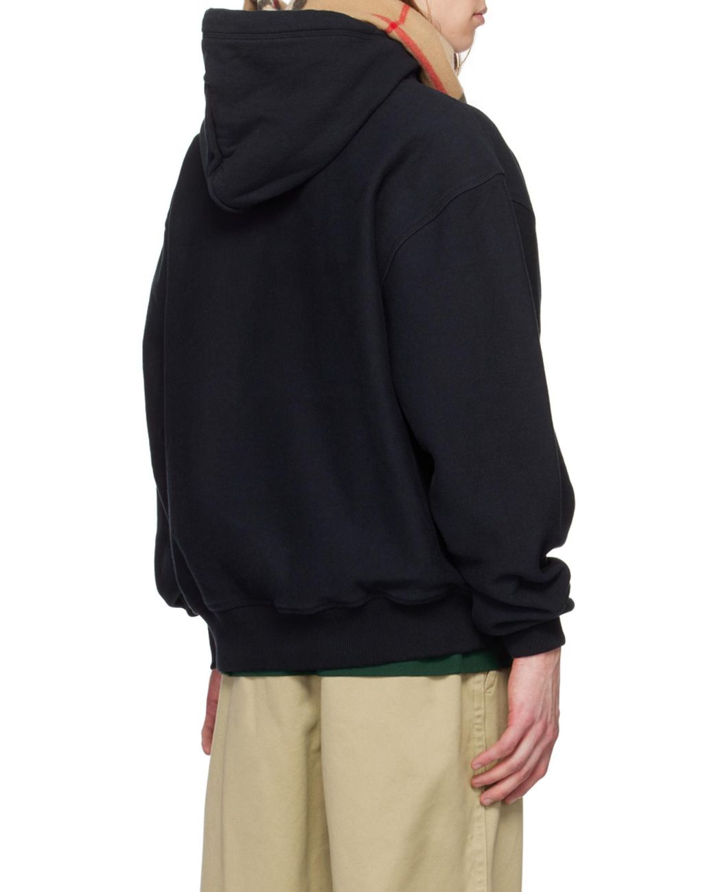 Burberry Black Kangaroo-Pouched Drawstring Hoodie for men