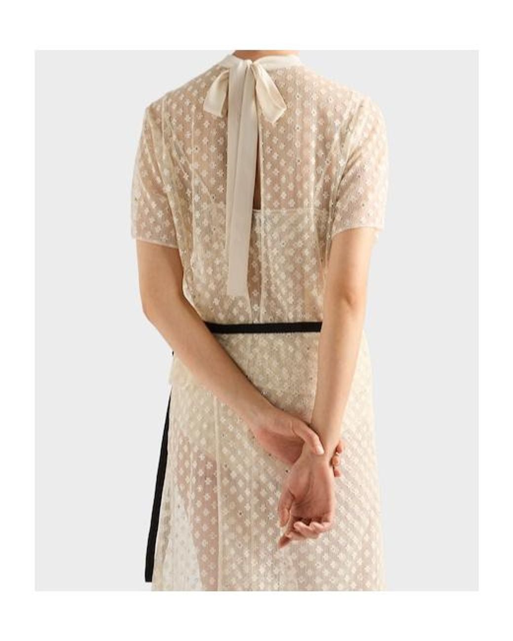 Prada White Embroidered Lace Top