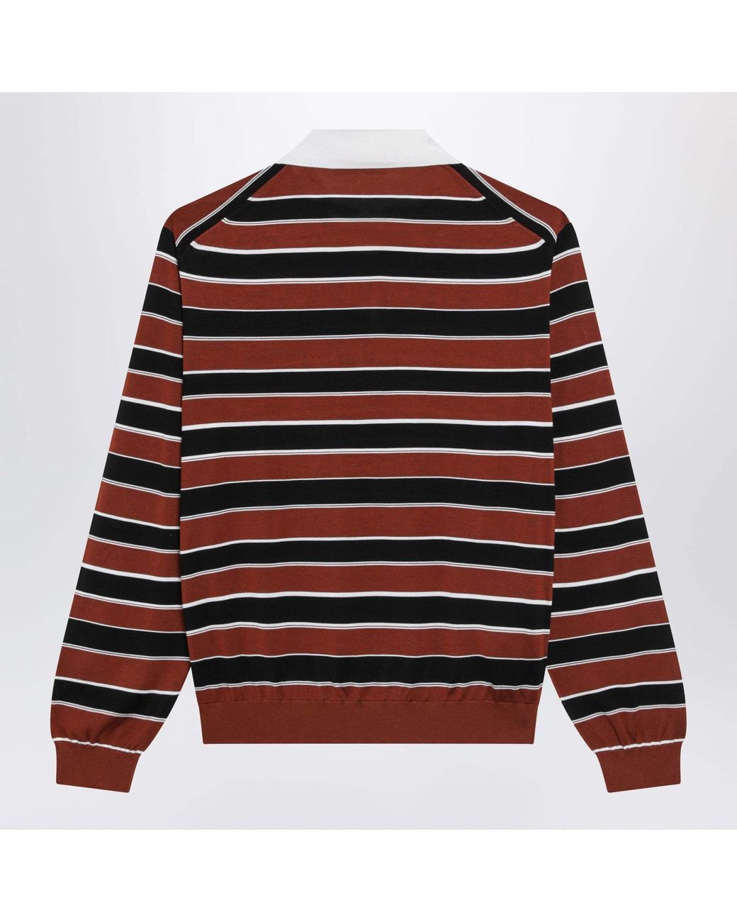 Prada Red Striped Silk Polo Shirt