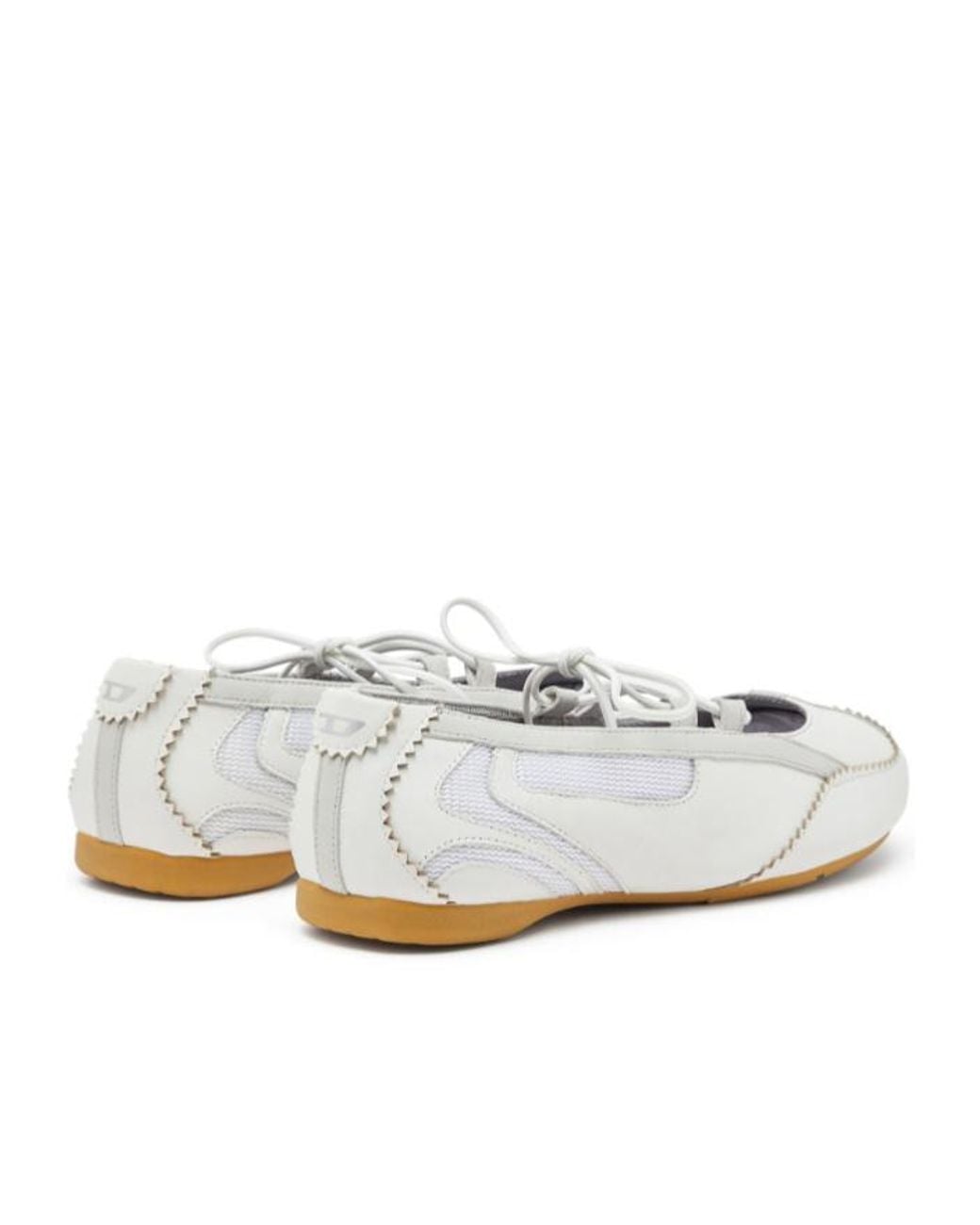 DIESEL White D-Mile Ballerina Lace Up W Flats