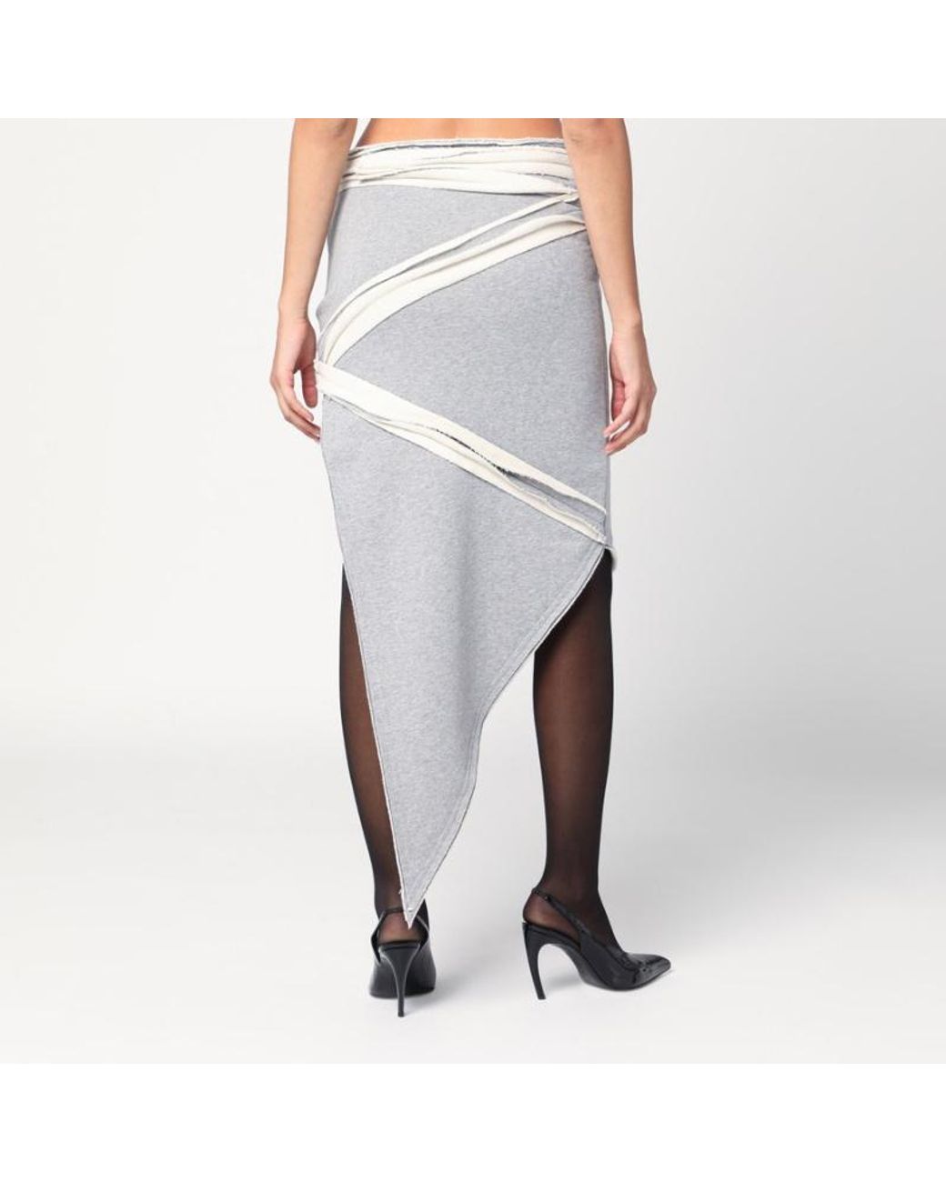 The Attico Gray Logo Printed Asymmetric Layered Skirt