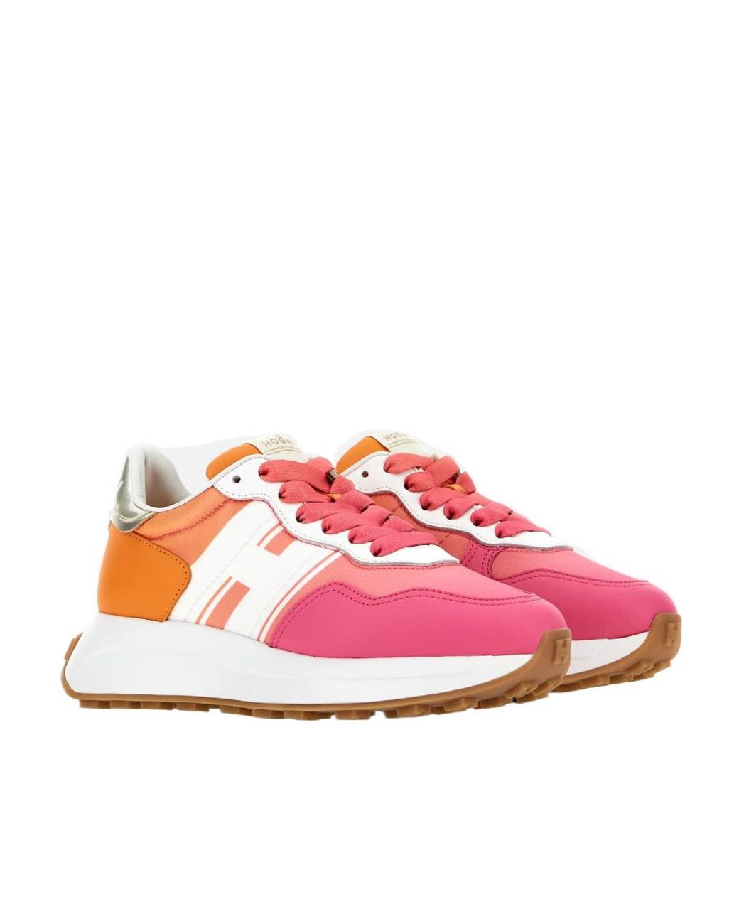 Hogan Pink H641 Lace-Up Sneakers