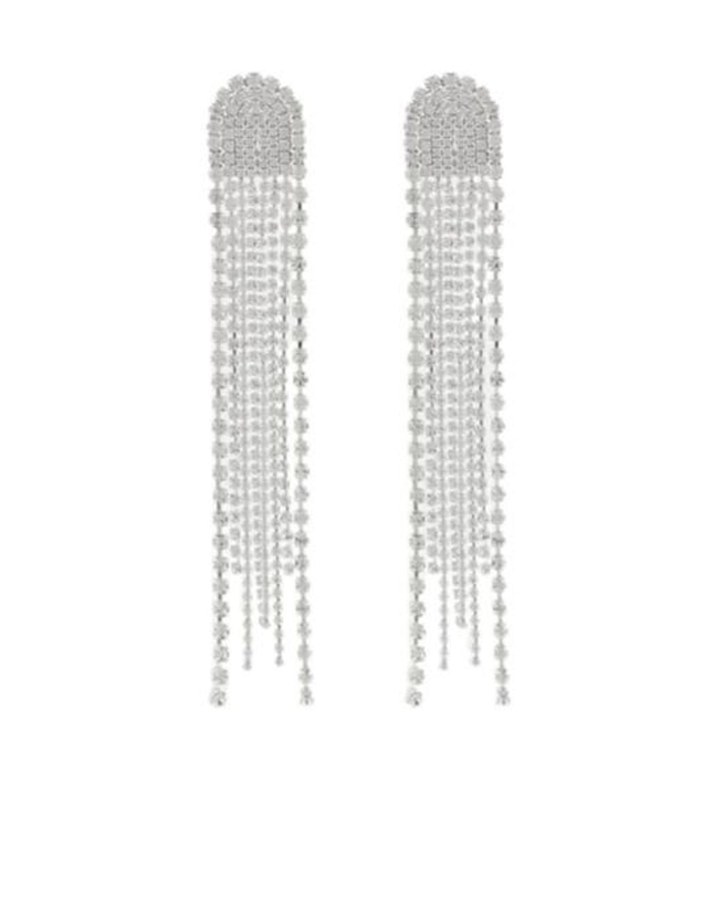 Magda Butrym White Crystal-Embellished Drop Earrings