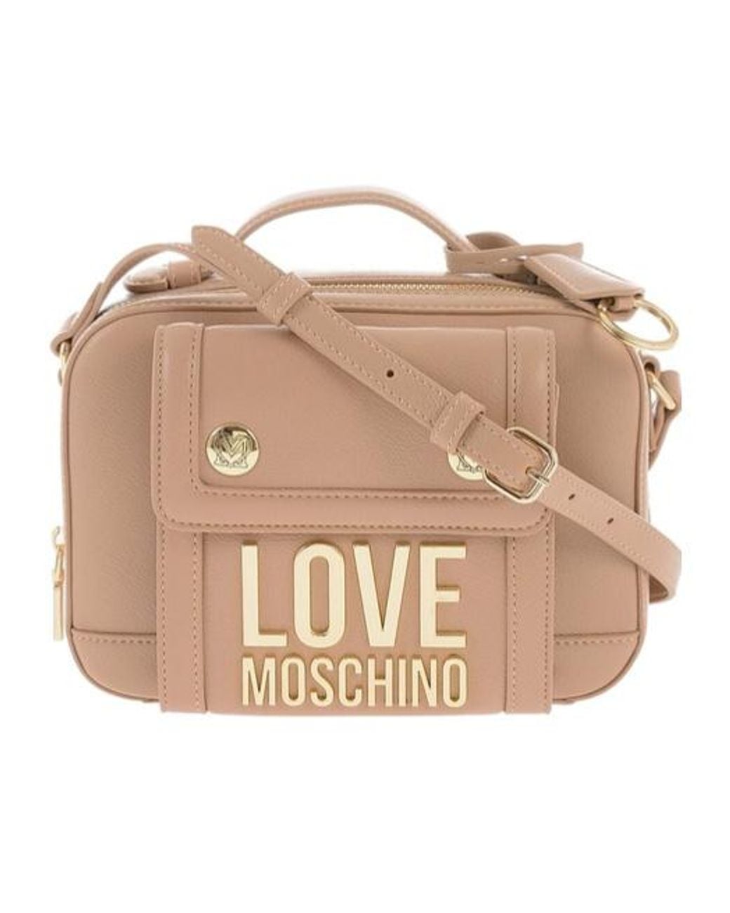 Moschino Natural Zippered Shoulder Bag
