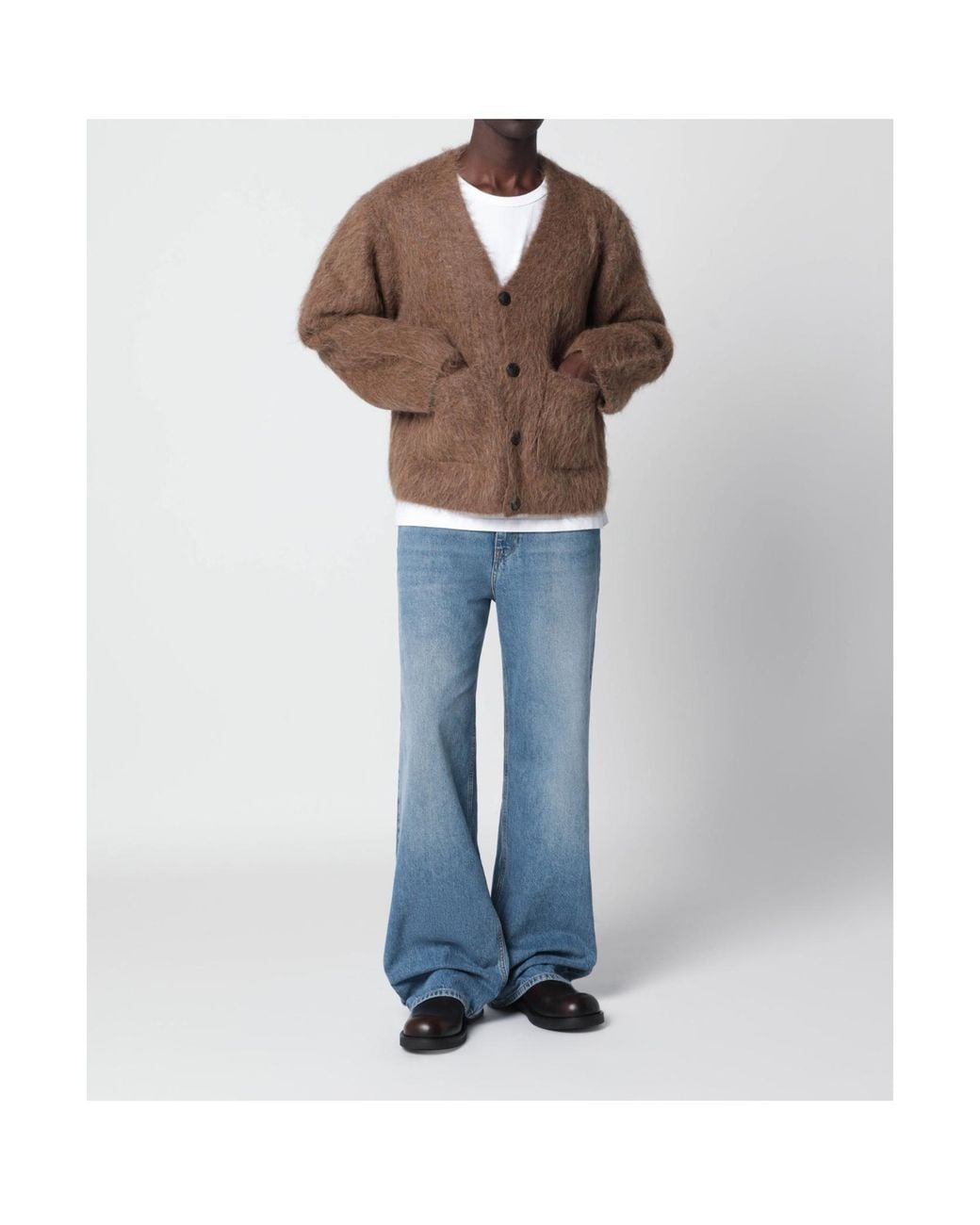 Séfr Brown V-Neck Knit Top for men