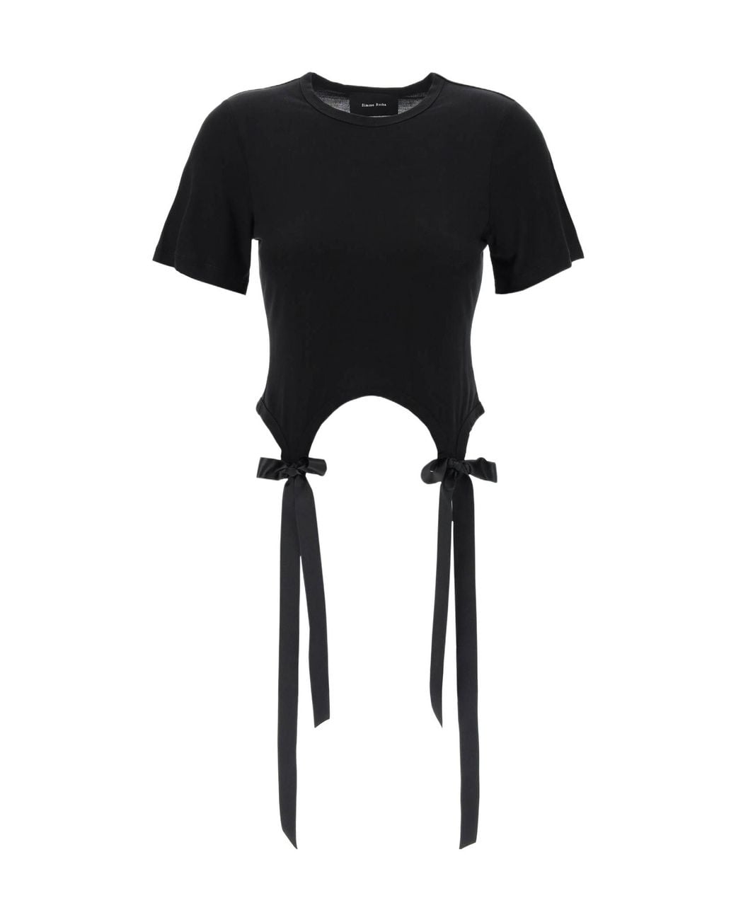 Simone Rocha Black Bow Detailed Crewneck T-Shirt