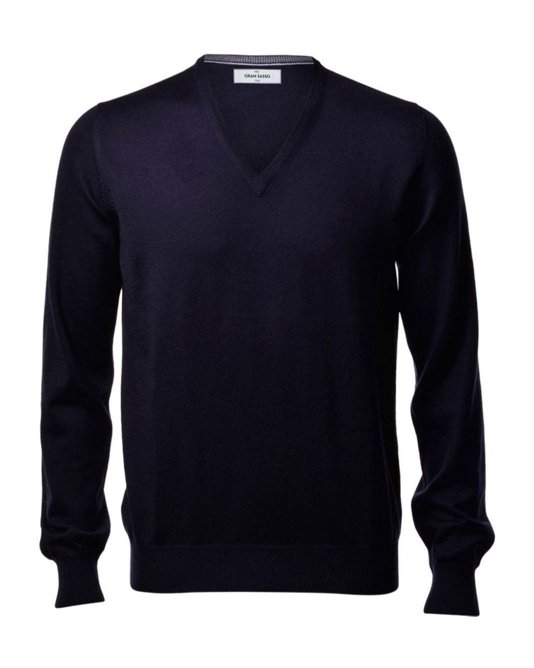 Gran Sasso Blue V-Neck Knitted Pullover for men