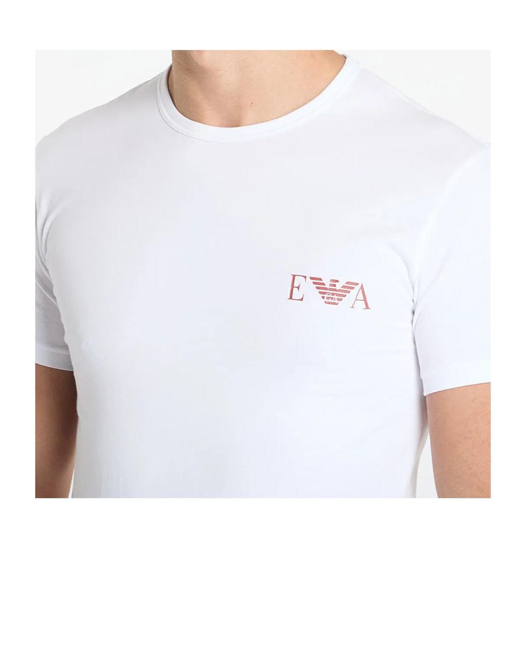 Emporio Armani White Round Neck Short Sleeve T-Shirt for men