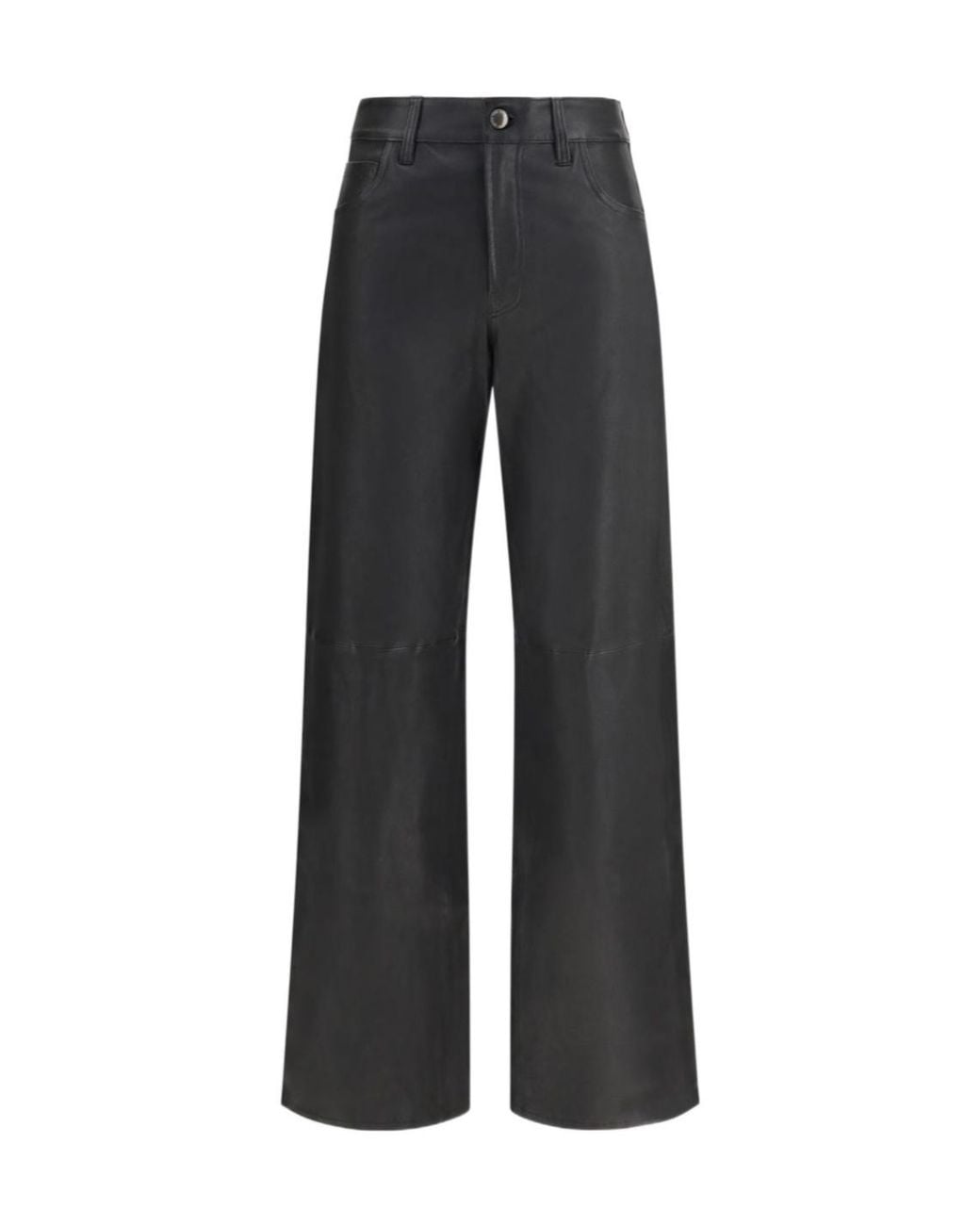 7 For All Mankind Black Straight-Leg Leather Pants for men