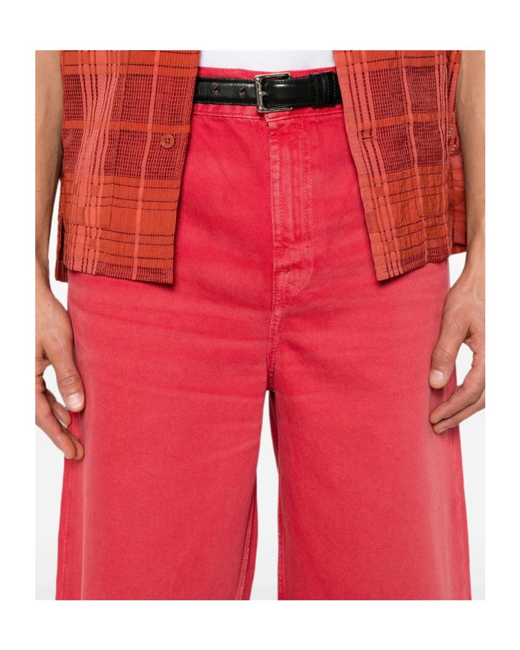 7 For All Mankind Red Belt-Loop Shorts for men