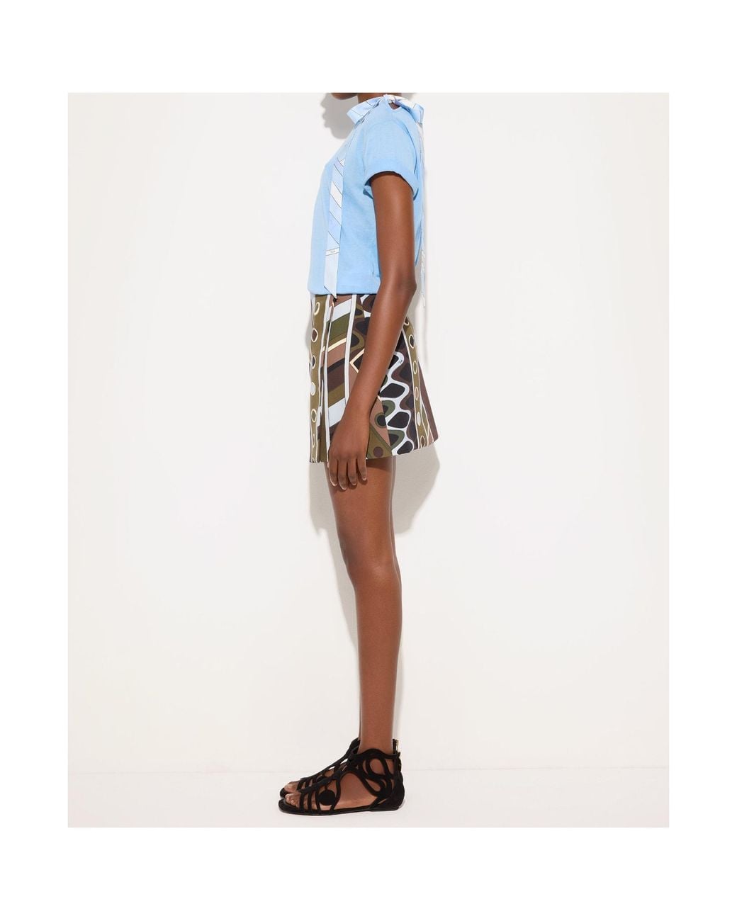 Emilio Pucci Blue Lace-Up Detail T-Shirt