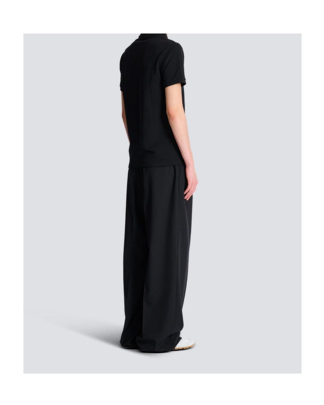 Balmain Black Embroidered Cotton Polo for men